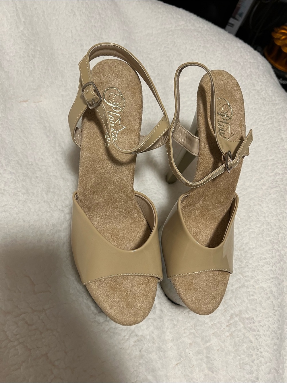 Pleaser Beige Platform Peep-Toe Stiletto - Picture 6 of 9